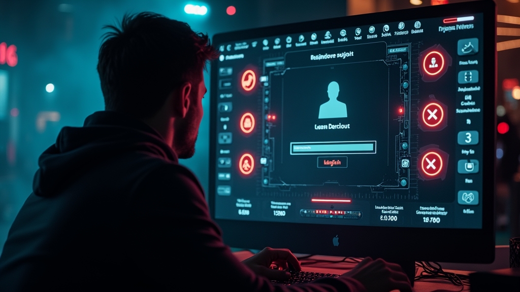 Anmeldefehlerbildschirm mit Browser- und Sicherheitssymbolen in einer dunklen Casino-Szene